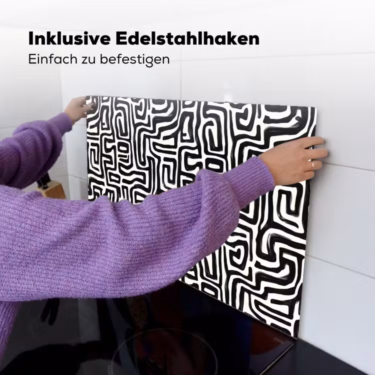Grafisch - Lijnen - Zwart - Wit Inductie beschemer met haakjes klein 777 -ky-ophangen-de