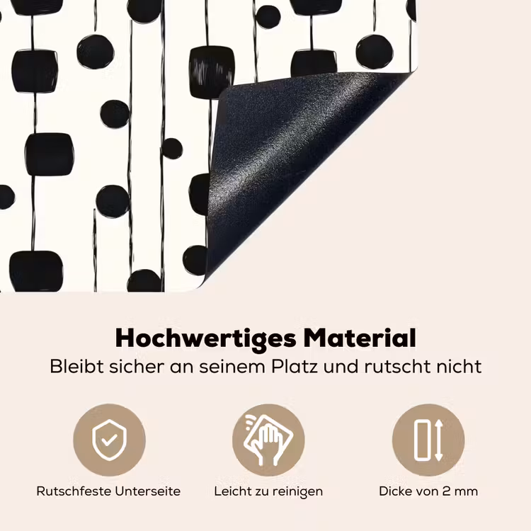 Grafisch - Modern - Zwart Inductie beschemer met haakjes klein 777 -ky-onderkant-de