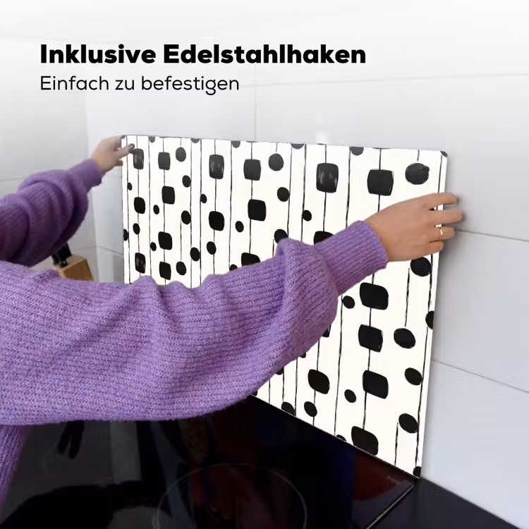 Grafisch - Modern - Zwart Inductie beschemer met haakjes klein 777 -ky-ophangen-de