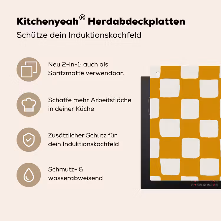 Grafisch - Patroon - Oker Inductie beschemer met haakjes klein 777 -ky-usp-de