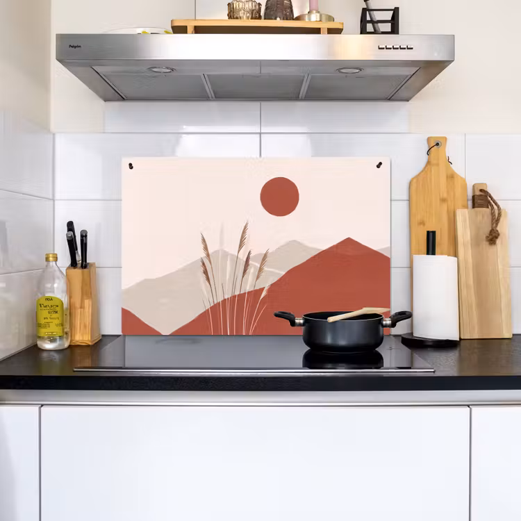 Gras - Landschap - Natuur - Abstract - Beige Inductie beschemer met haakjes klein -sfeer2