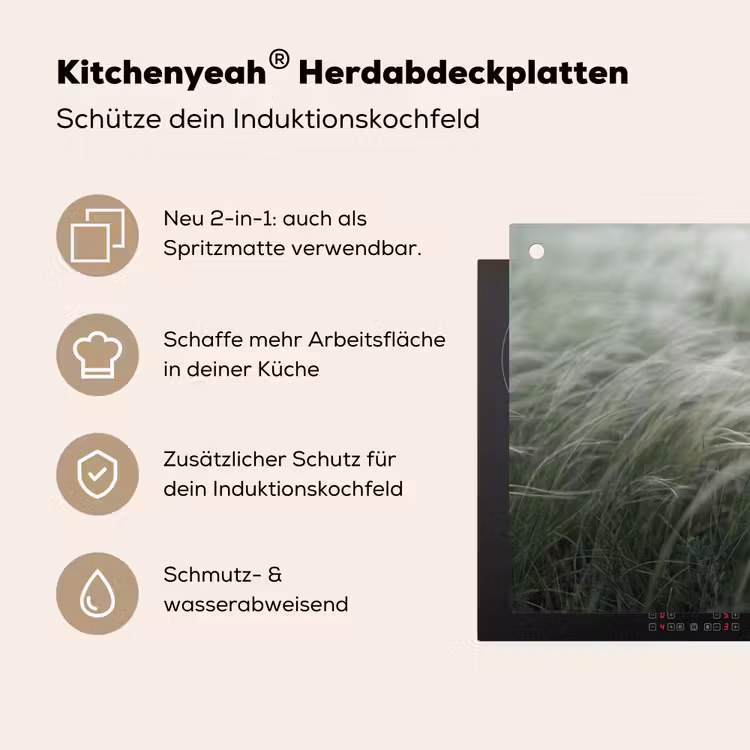Gras - Wazig - Natuur - Groen - Zacht Inductie beschemer met haakjes klein -ky-usp-de