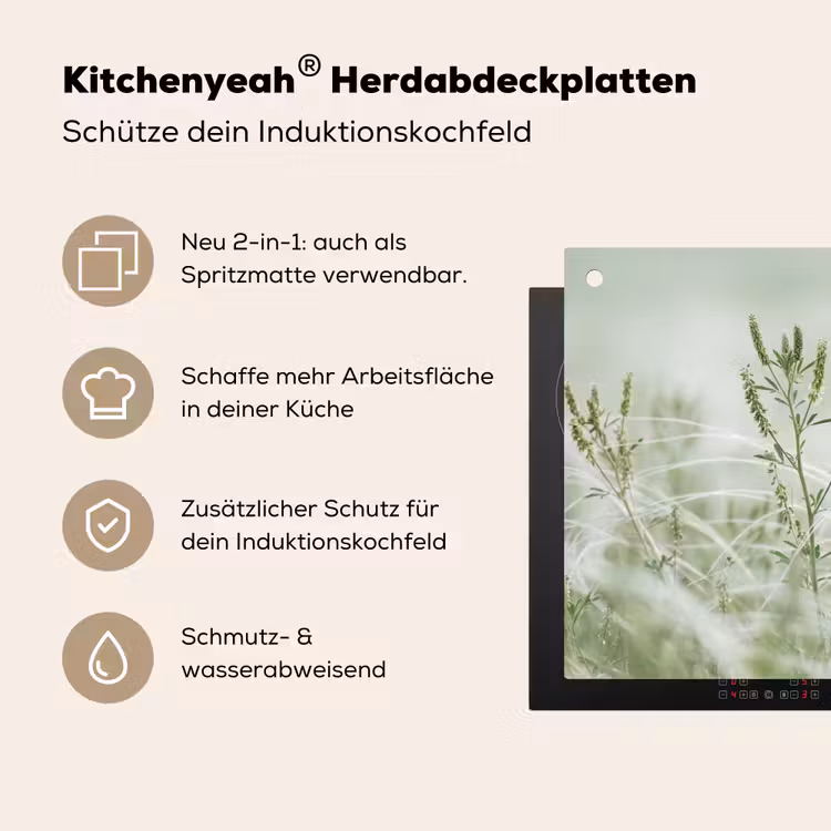 Grassen - Minimalistisch - Groen Inductie beschemer met haakjes klein -ky-usp-de