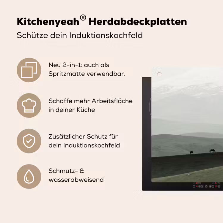 Grijs - Berg - Paarden Inductie beschemer met haakjes klein -ky-usp-de