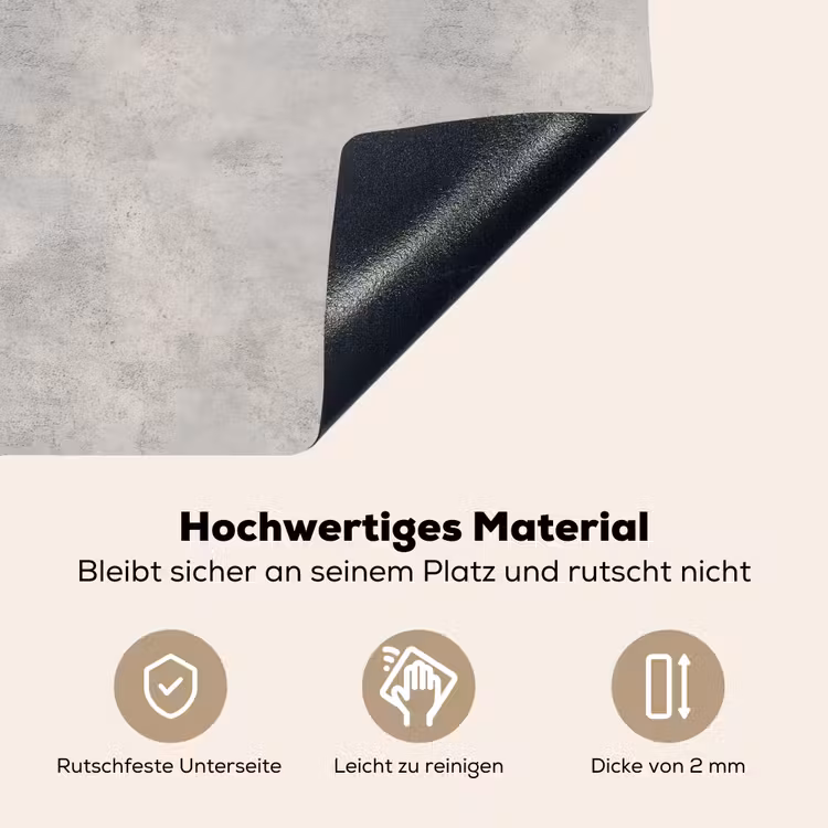 Grijs - Beton - Industrieel Inductie beschemer met haakjes klein 777 -ky-onderkant-de