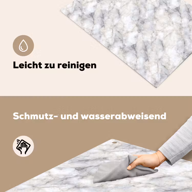 Grijs - Marmer - Gedetailleerd Inductie beschemer met haakjes klein 777 -ky-schoon-de