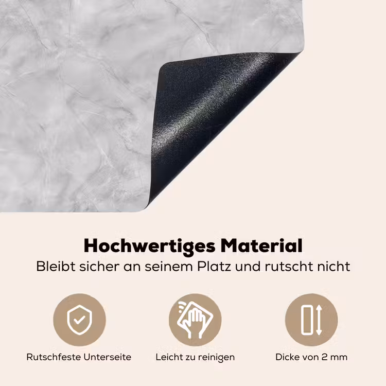Grijs - Marmer - Mat Inductie beschemer met haakjes klein 777 -ky-onderkant-de