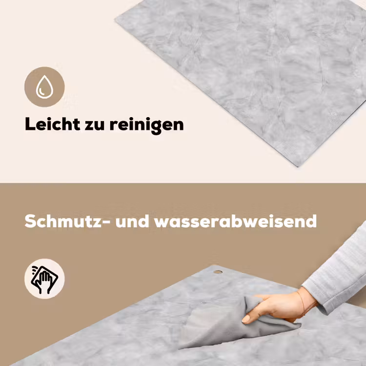 Grijs - Marmer - Mat Inductie beschemer met haakjes klein 777 -ky-schoon-de