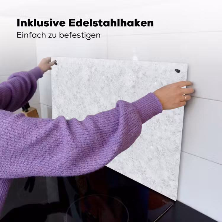 Grijs - Terrazzo-effect - Beton Inductie beschemer met haakjes klein 777 -ky-ophangen-de