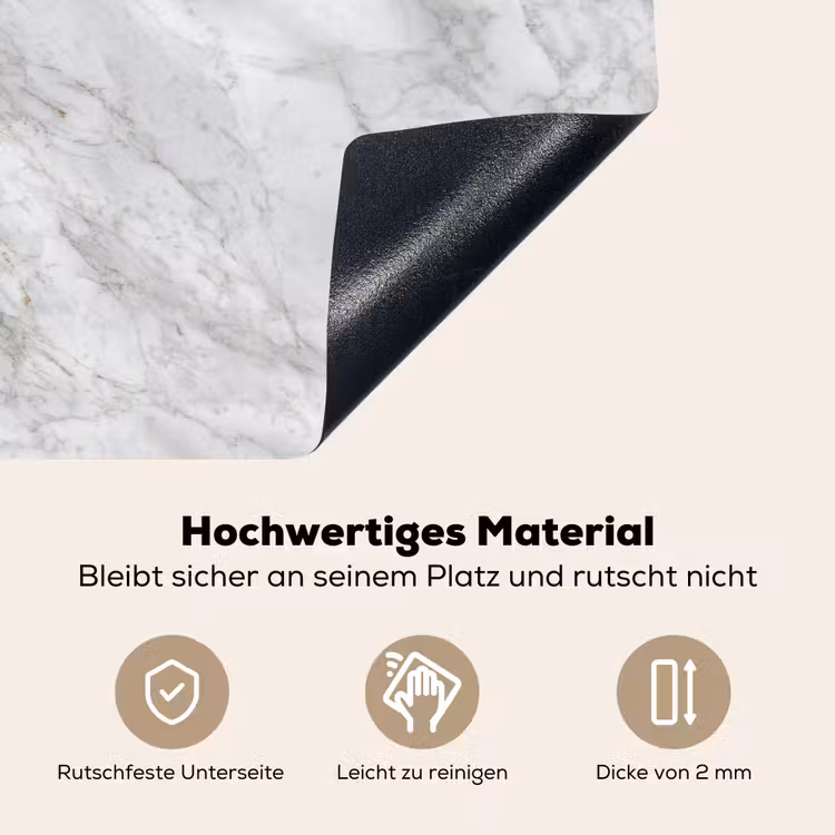 Grijs - Wit - Marmer Inductie beschemer met haakjes klein 777 -ky-onderkant-de