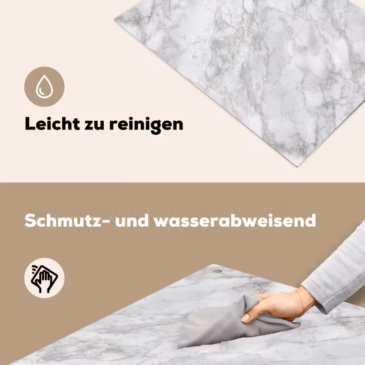 Grijs - Wit - Marmer Inductie beschemer met haakjes klein 777 -ky-schoon-de