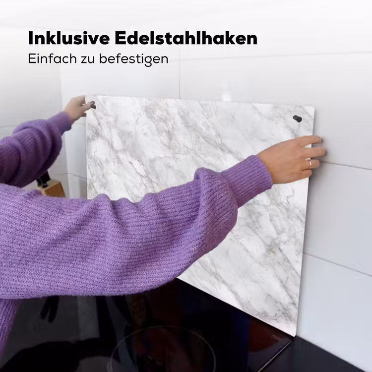 Grijs - Wit - Marmer Inductie beschemer met haakjes klein 777 -ky-ophangen-de