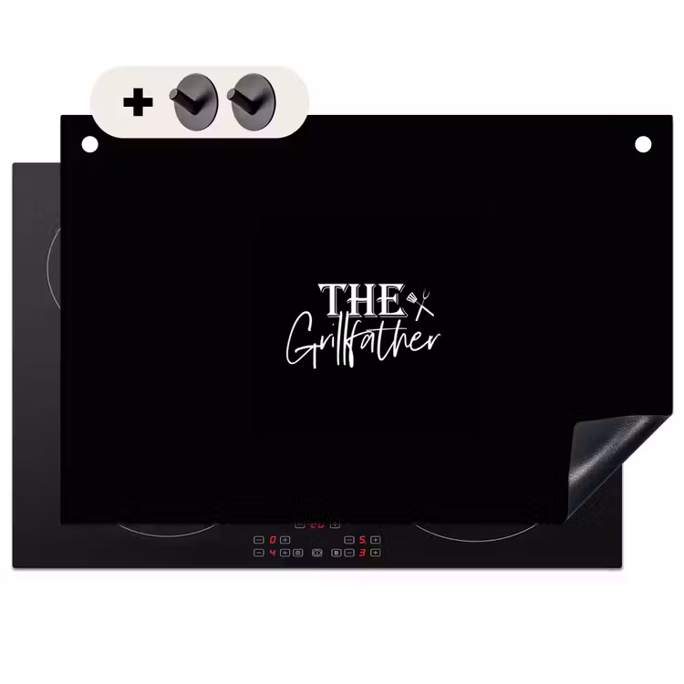 2-in-1 Herdabdeckplatte & Spritzschutz - Grillen - BBQ - Grill - Kochen - Der Grillvater - Text - Sprichwörter - Barbecue - BBQ - Grill - Koken - The Grillfather - Tekst - Spreuken Inductie beschemer met haakjes klein