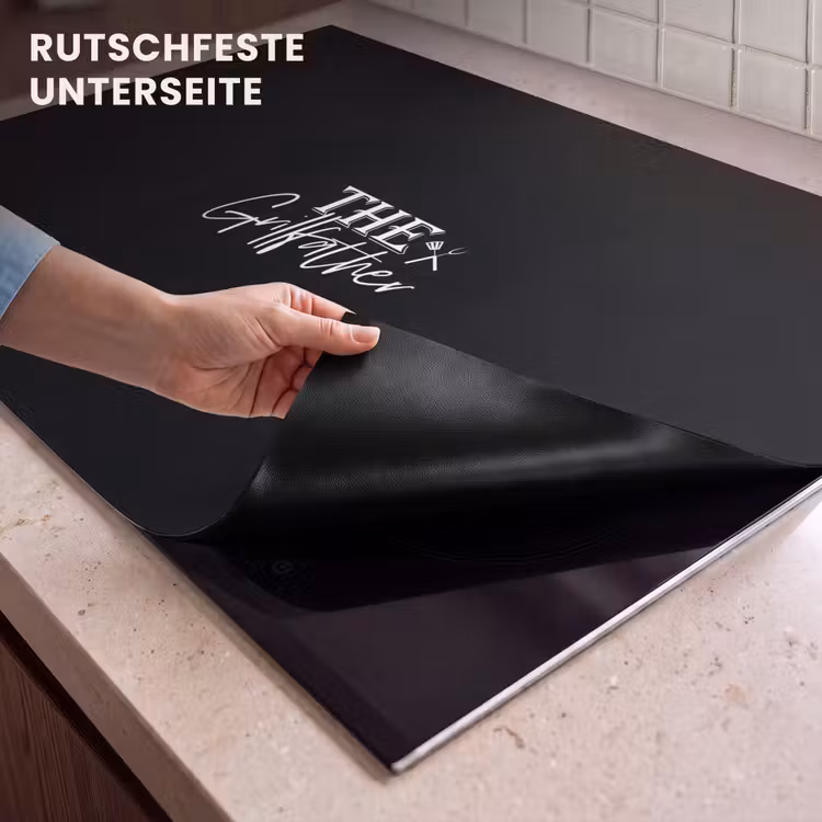 2-in-1 Herdabdeckplatte & Spritzschutz - Grillen - BBQ - Grill - Kochen - Der Grillvater - Text - Sprichwörter - Barbecue - BBQ - Grill - Koken - The Grillfather - Tekst - Spreuken Inductie beschemer met haakjes klein