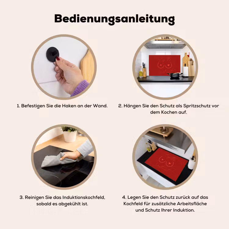 Big titties small heart - Rood - Hart Inductie beschemer met haakjes klein -ky-gebruik-de