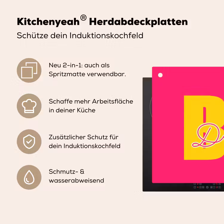 Dream big - Roze - Geel - Minimalistisch Inductie beschemer met haakjes klein -ky-usp-de