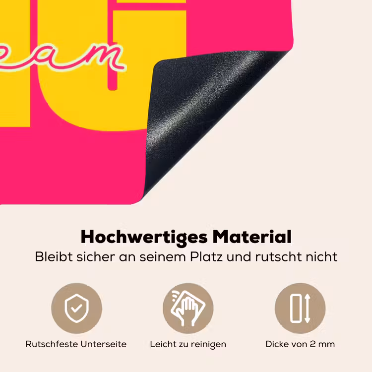 Dream big - Roze - Geel - Minimalistisch Inductie beschemer met haakjes klein -ky-onderkant-de