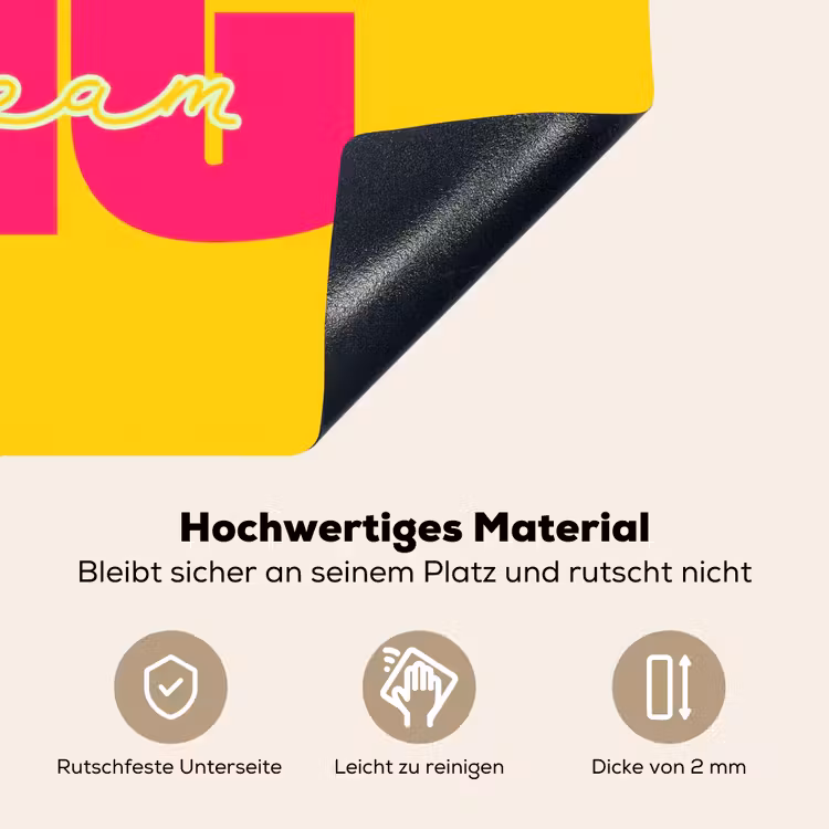 Dream big - Geel - Roze Inductie beschemer met haakjes klein -ky-onderkant-de