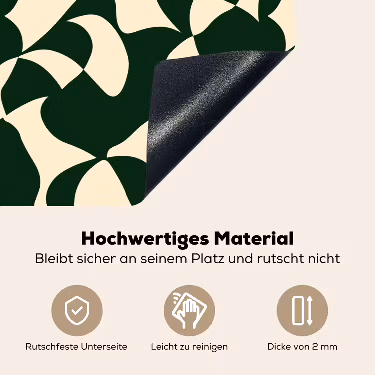 Groen - Organische vlakken - Crème Inductie beschemer met haakjes klein 777 -ky-onderkant-de