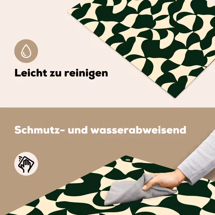 Groen - Organische vlakken - Crème Inductie beschemer met haakjes klein 777 -ky-schoon-de