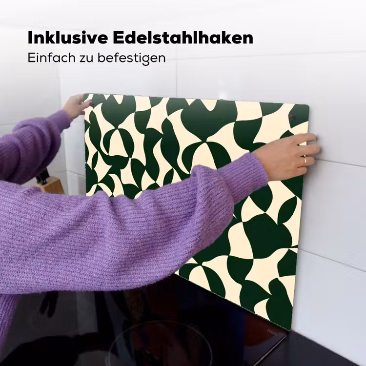 Groen - Organische vlakken - Crème Inductie beschemer met haakjes klein 777 -ky-ophangen-de