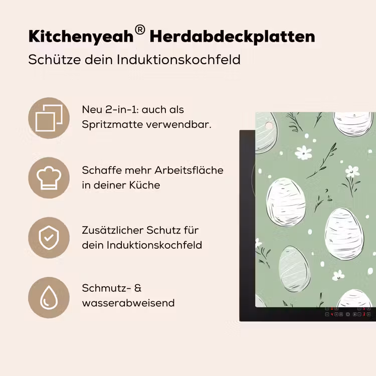 Groen - Eieren - Patroon Inductie beschemer met haakjes klein -ky-usp-de
