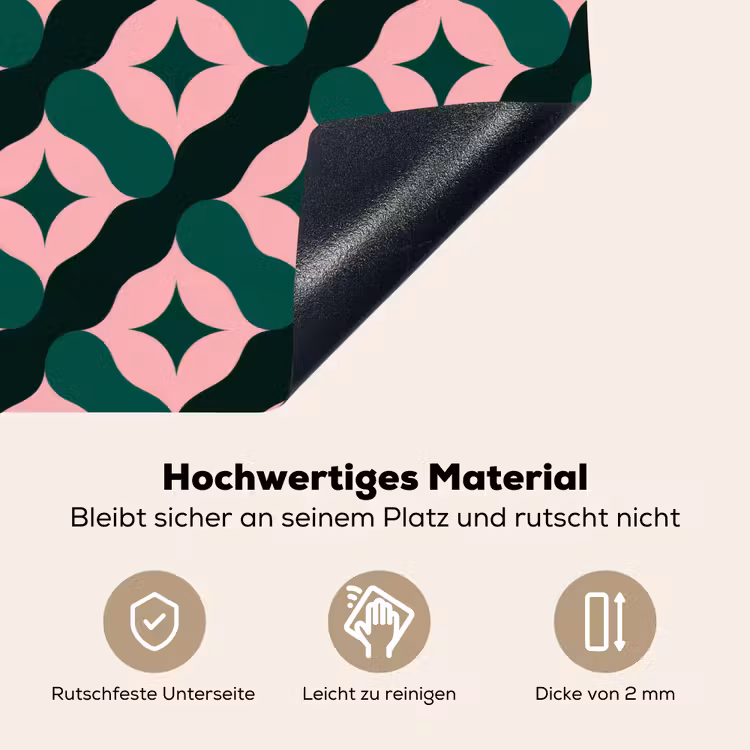 Groen - Roze - Retro - Sterren Inductie beschemer met haakjes klein 777 -ky-onderkant-de