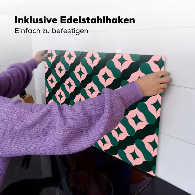 Groen - Roze - Retro - Sterren Inductie beschemer met haakjes klein 777 -ky-ophangen-de