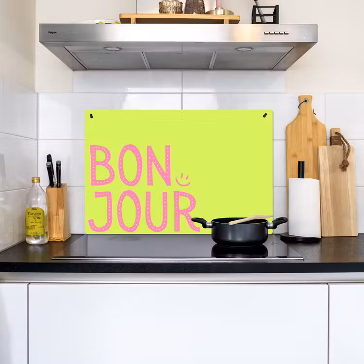 Groen - Smiley - Bonjour - Roze Inductie beschemer met haakjes klein -sfeer2
