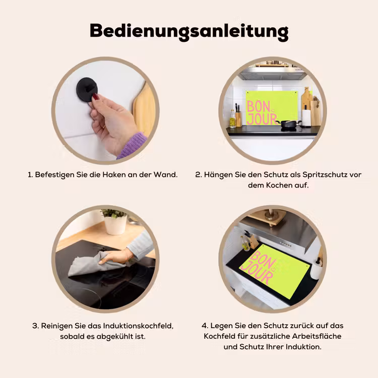 Groen - Smiley - Bonjour - Roze Inductie beschemer met haakjes klein -ky-gebruik-de