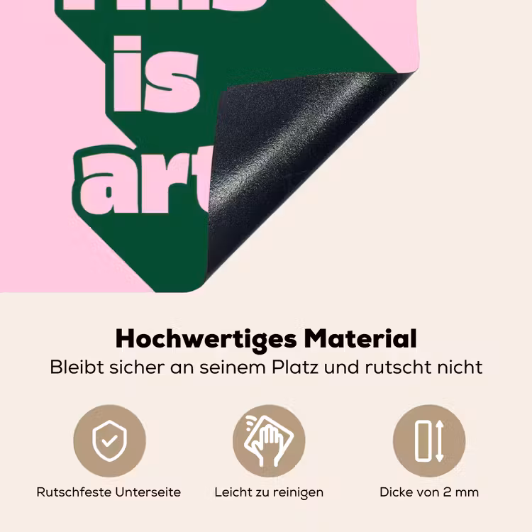 Groen - Teskt - This is art - Roze Inductie beschemer met haakjes klein -ky-onderkant-de