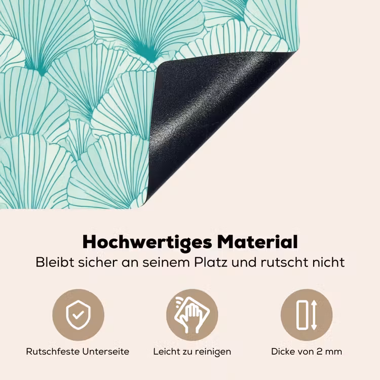 Groen - Wit - Ginko - Getekend - Textuur Inductie beschemer met haakjes klein 777 -ky-onderkant-de