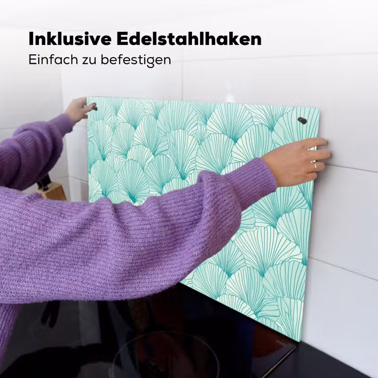 Groen - Wit - Ginko - Getekend - Textuur Inductie beschemer met haakjes klein 777 -ky-ophangen-de