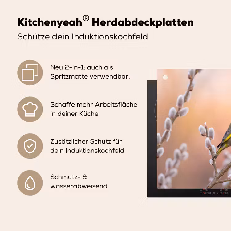 Groenling - Katjes - Lente - Natuur - Zacht Inductie beschemer met haakjes klein -ky-usp-de