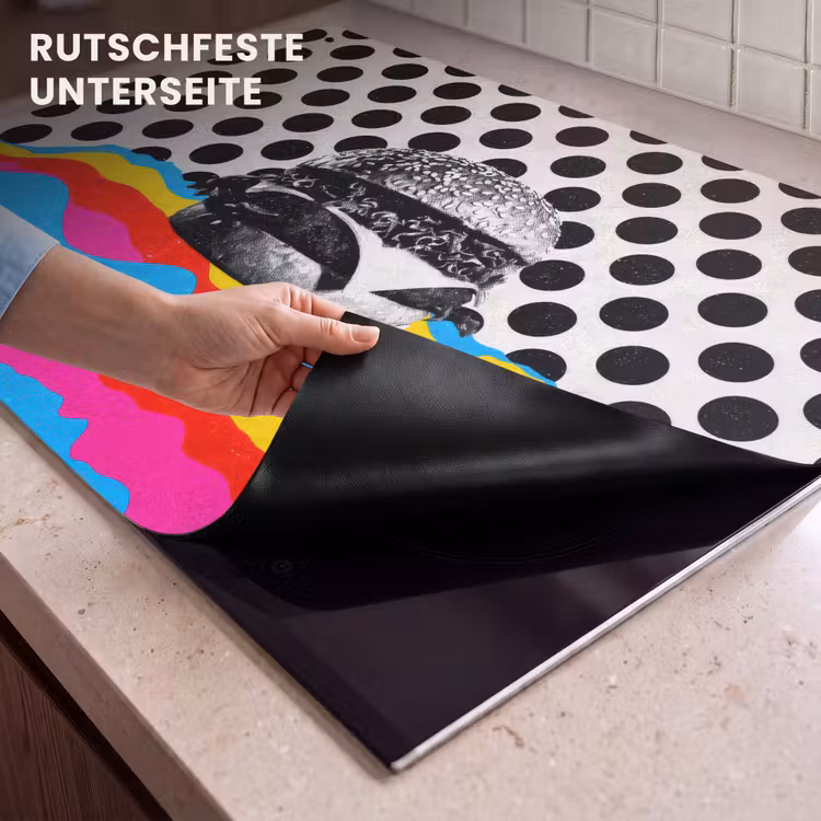 2-in-1 Herdabdeckplatte & Spritzschutz - Hamburger - Punkte - Wellen - Farben - Hamburger - Stippen - Golven - Kleuren Inductie beschemer met haakjes klein