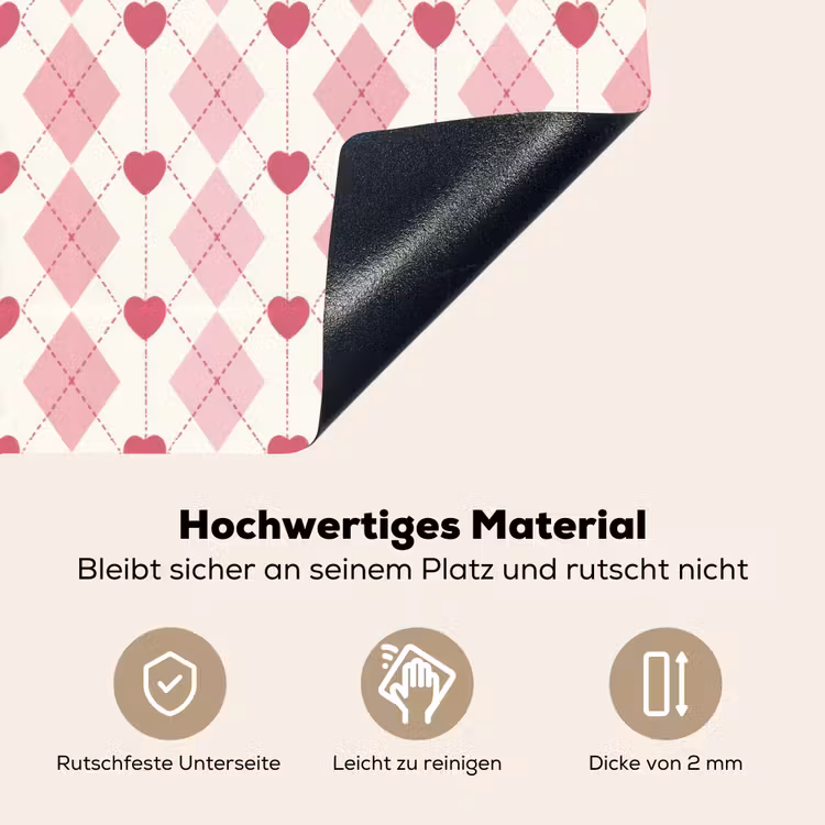 Ruiten - Klassiek - Roze - Wit Inductie beschemer met haakjes klein 777 -ky-onderkant-de