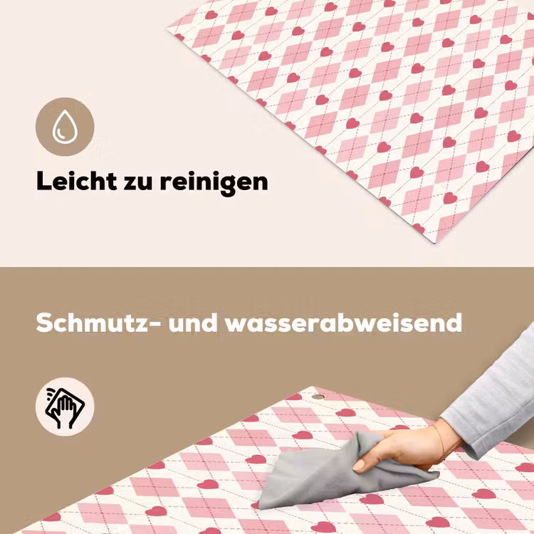 Ruiten - Klassiek - Roze - Wit Inductie beschemer met haakjes klein 777 -ky-schoon-de