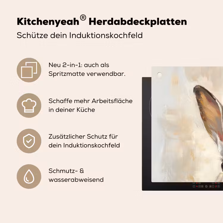 Haas - Oren - Bruin Inductie beschemer met haakjes klein -ky-usp-de