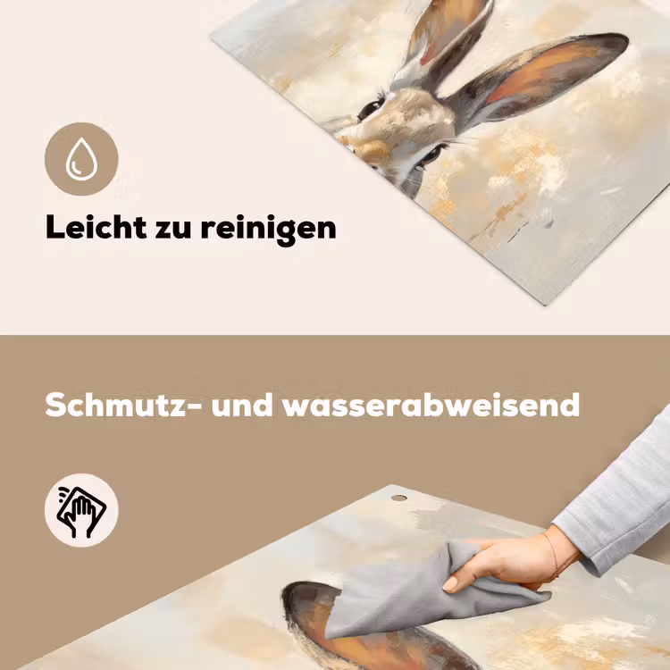 Haas - Oren - Bruin Inductie beschemer met haakjes klein -ky-schoon-de