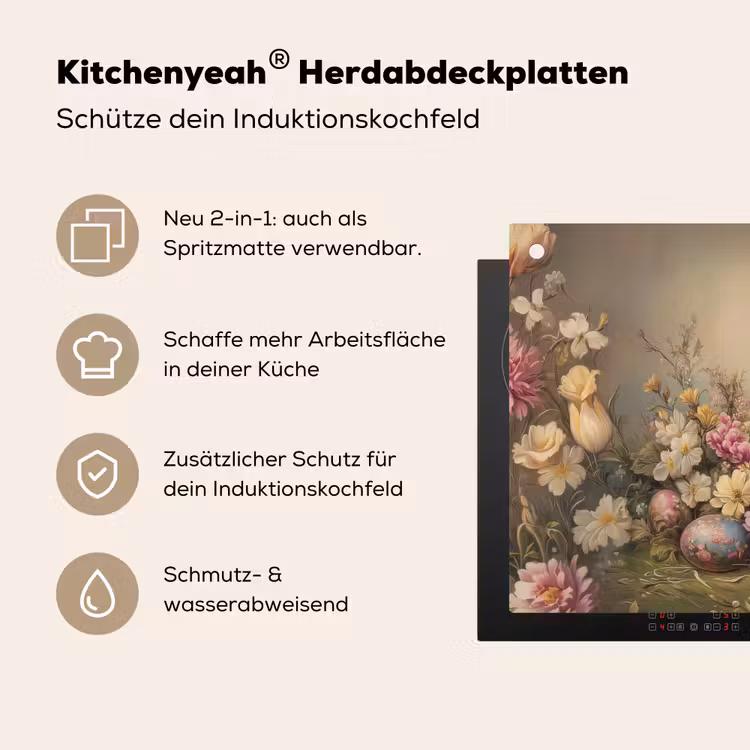 Haas - Stilleven - Bloemen Inductie beschemer met haakjes klein -ky-usp-de
