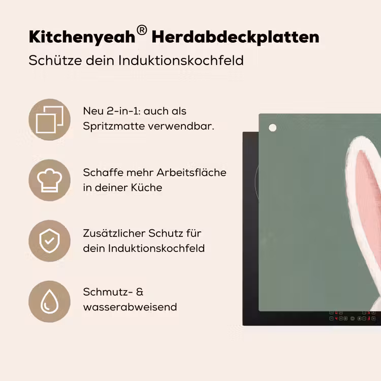 Hazen - Oren - Roze Inductie beschemer met haakjes klein -ky-usp-de