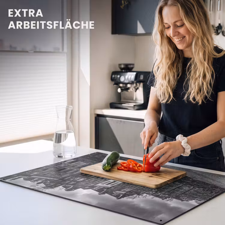 Huis - Gracht - Amsterdam - Architectuur - Zwart-wit Inductie beschemer met haakjes klein -ky-usp-de