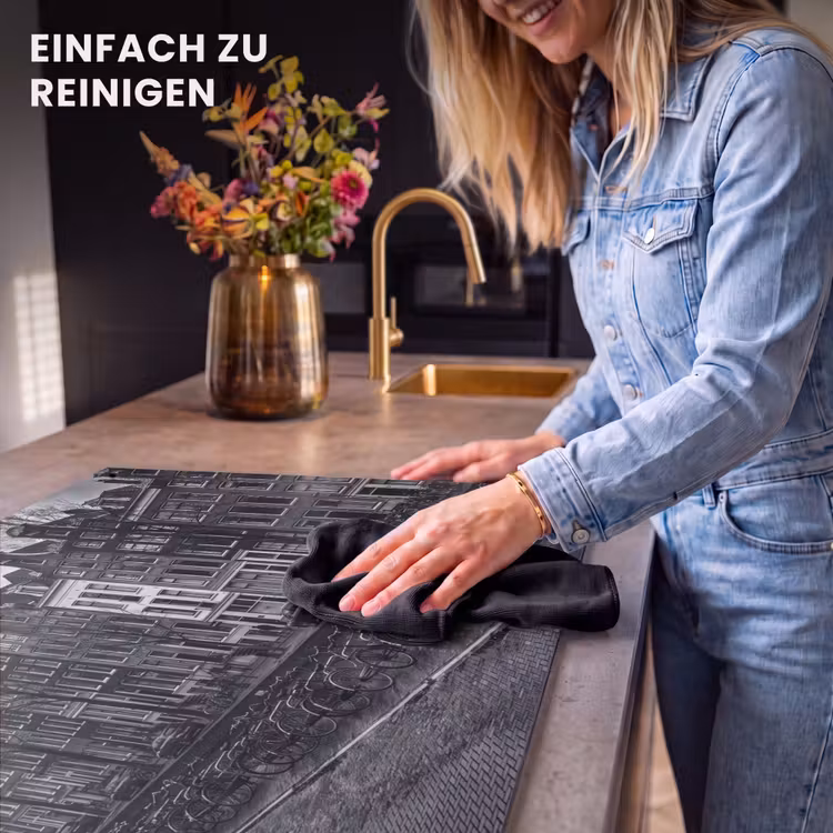 Huis - Gracht - Amsterdam - Architectuur - Zwart-wit Inductie beschemer met haakjes klein -ky-schoon-de