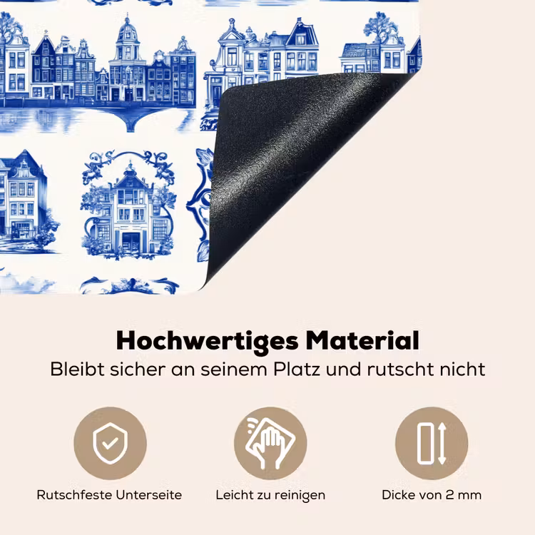 Huizen - Schepen - Blauw Inductie beschemer met haakjes klein 777 -ky-onderkant-de