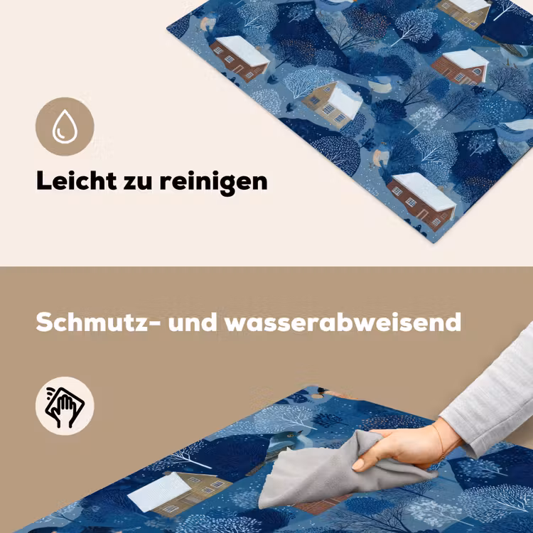 Huisjes - Vogels - Sneeuw - Winter - Blauw Inductie beschemer met haakjes klein 777 -ky-schoon-de