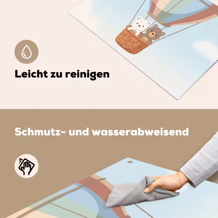 Luchtballon - Beren - Pastel Inductie beschemer met haakjes klein -ky-schoon-de