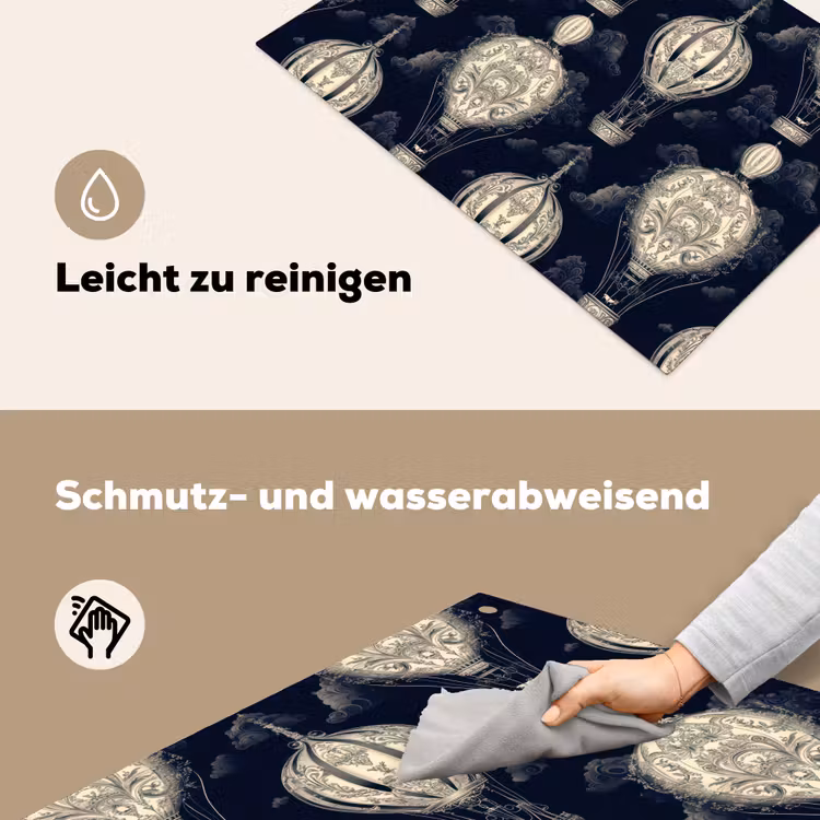 Luchtballonnen - Wolken - Patroon - Donkerblauw Inductie beschemer met haakjes klein 777 -ky-schoon-de