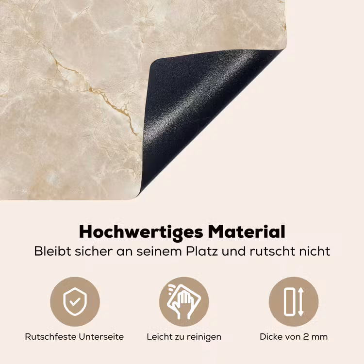 Lichtbeige - Marmer - Aders Inductie beschemer met haakjes klein 777 -ky-onderkant-de