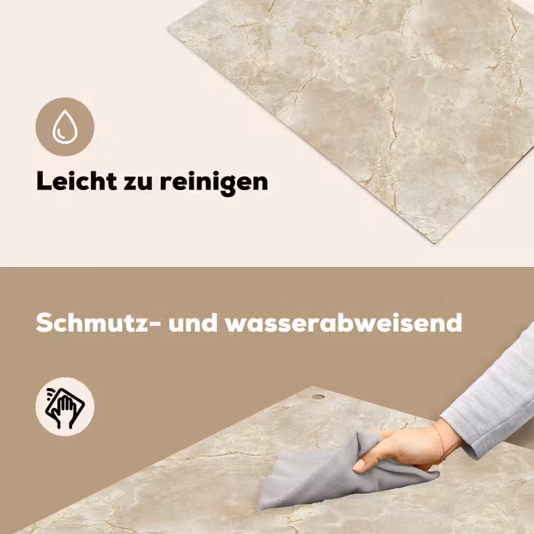 Lichtbeige - Marmer - Aders Inductie beschemer met haakjes klein 777 -ky-schoon-de