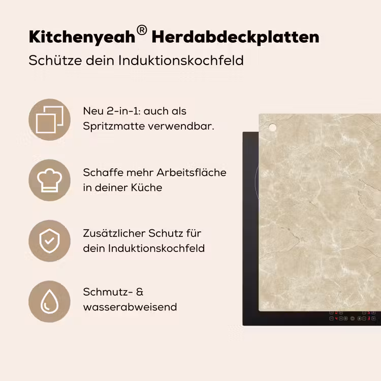Lichtbeige - Marmer - Diffusie adering Inductie beschemer met haakjes klein 777 -ky-usp-de